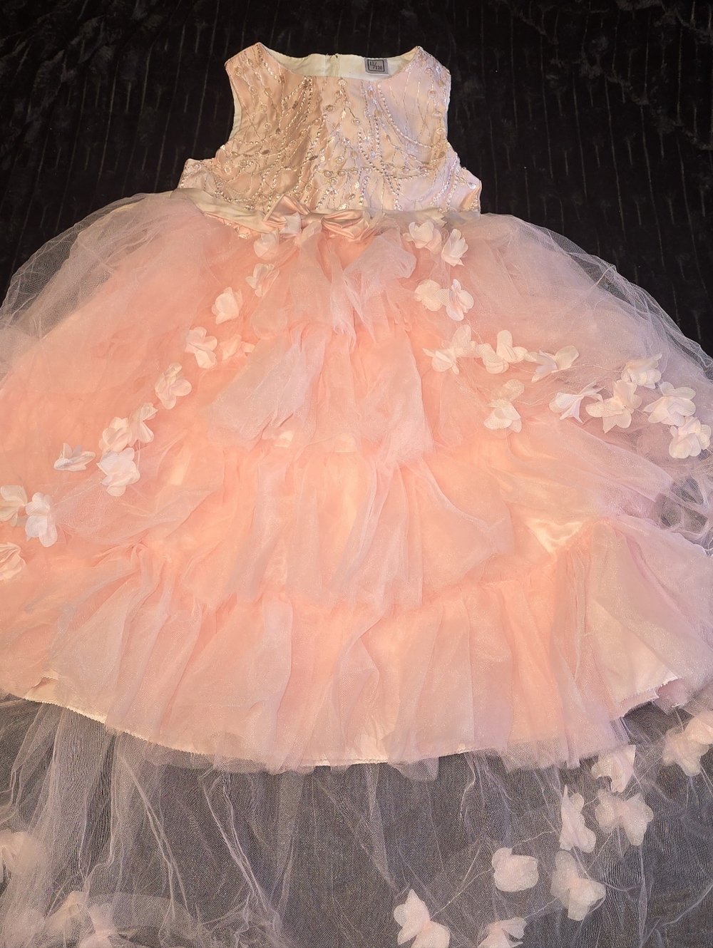 Girls Pink Floral Tulle Party Dress
